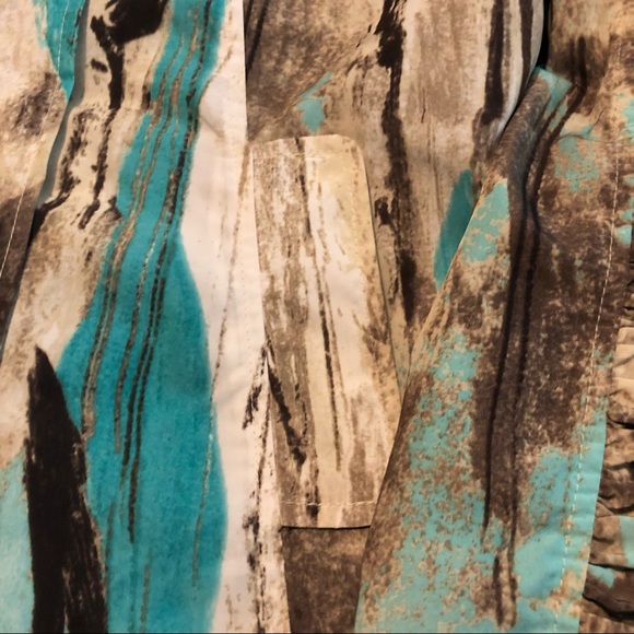 Adam Jacobs Silky Windbreaker Jacket Full Front Zipper 2 Slip Pockets Blue/Brown - Picture 8 of 10